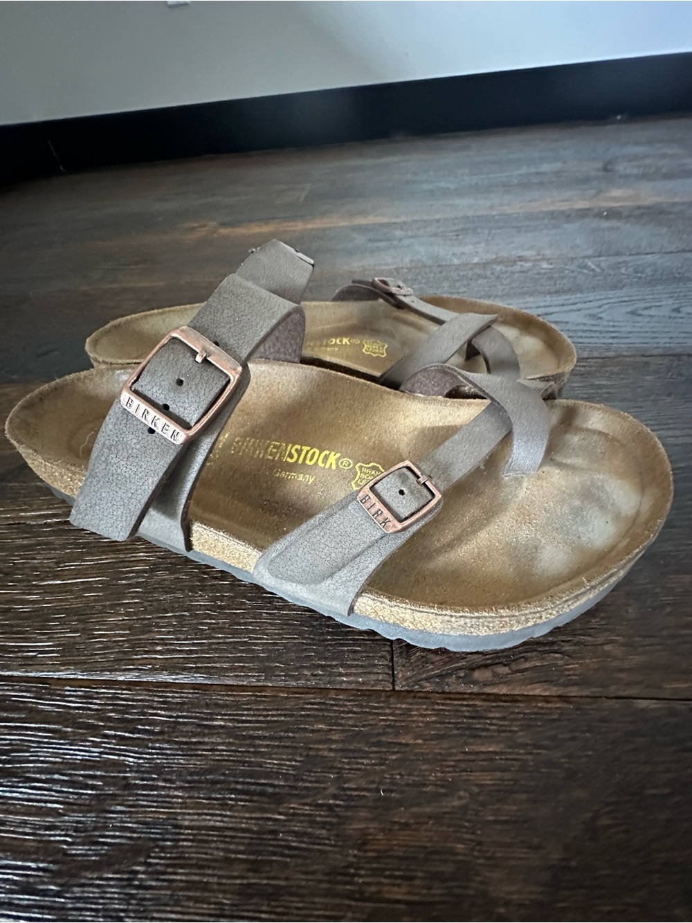Birkenstock Taupe Double-Strap Suede Sandals Excellent Condition, Barely Worn